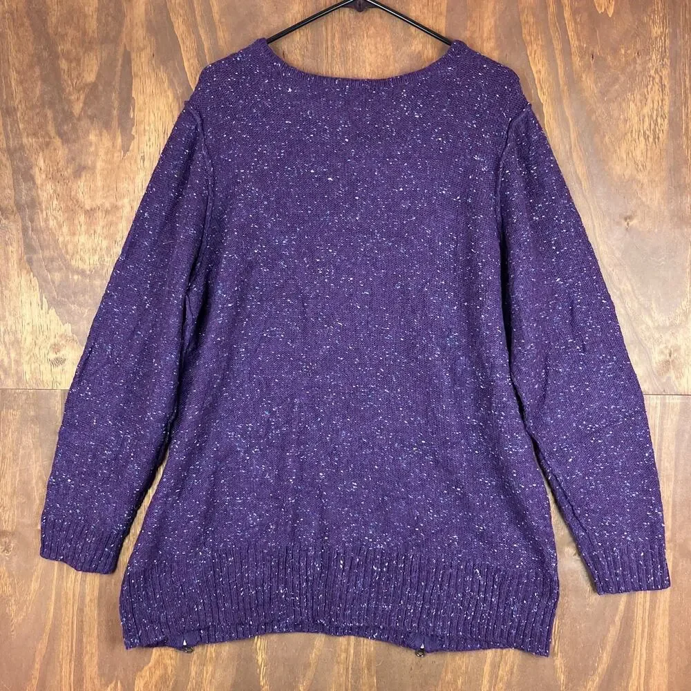 Relativity Womens Sweater Purple Blue Speckled Scoop Neck Wool Blend 2X - Picture 11 of 14